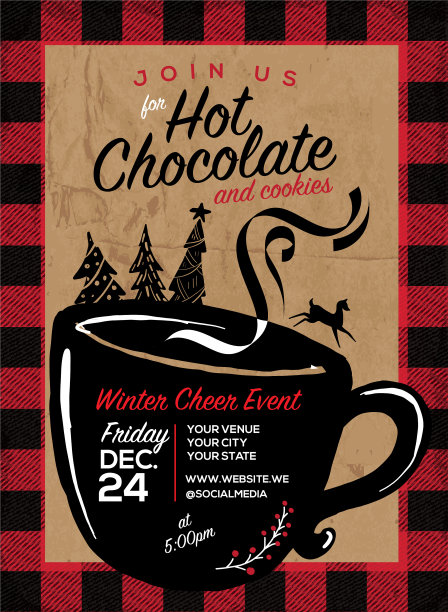 热巧克力和饼干邀请派对欢迎设计模板图片下载