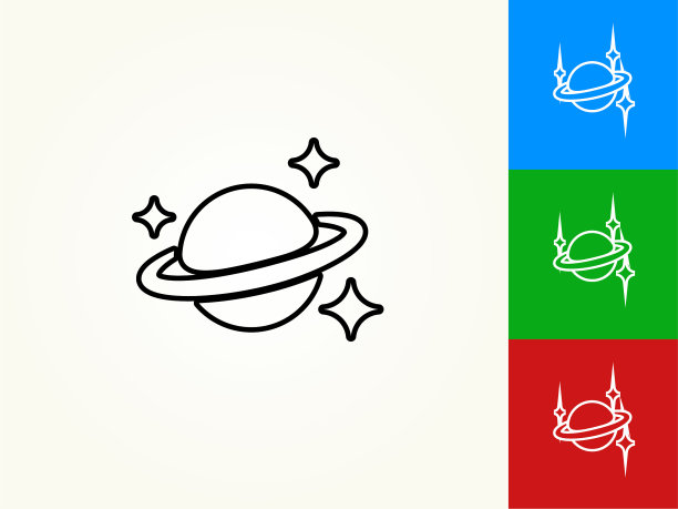 空间和行星黑色描边线性图标图片下载