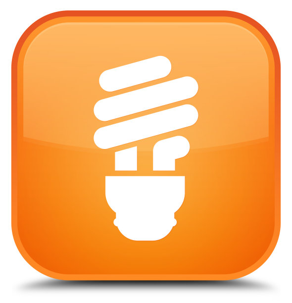 灯泡图标特殊橙色方形按钮图片下载