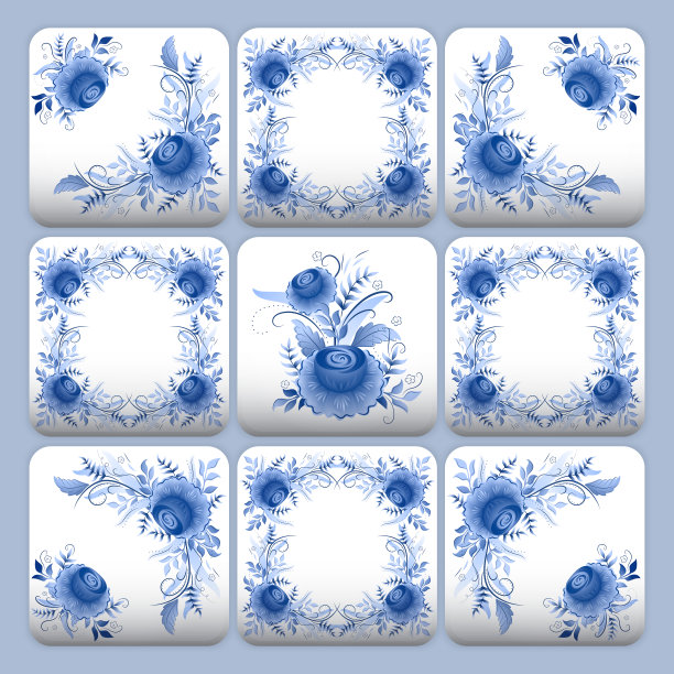 钴蓝色花纹瓷砖图片下载
