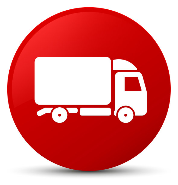 卡车图标红色圆形按钮图片下载