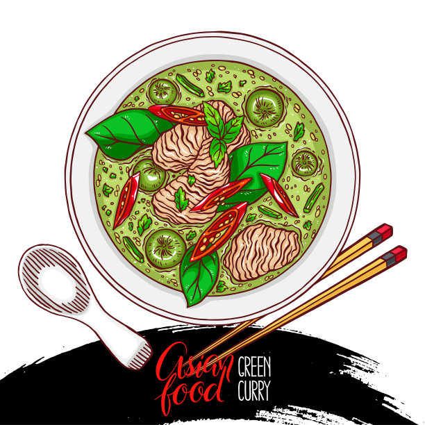 绿咖喱插图图片下载
