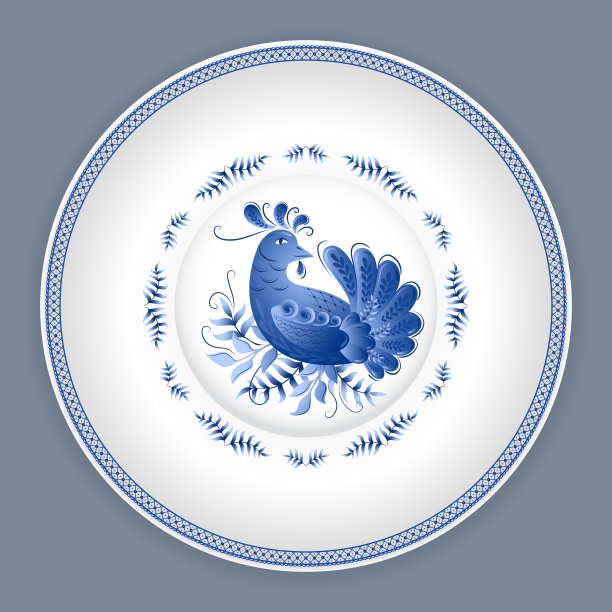 陶瓷板与经典的俄罗斯gzhel图片下载