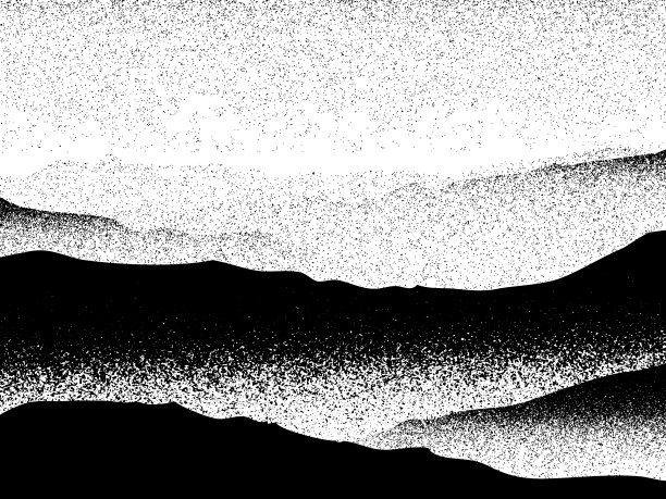 雾景观山森林神秘的多云风景向量黑色白色素材图片