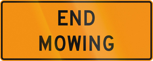 在美国弗吉尼亚州使用的路标-结束割草图片下载