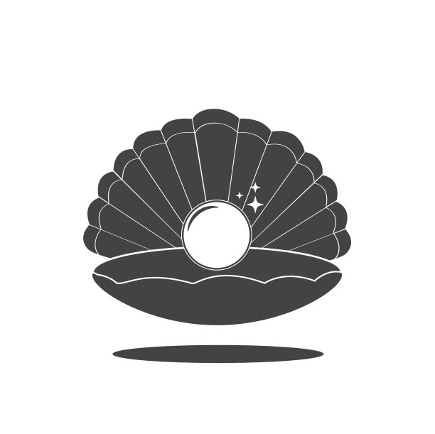 海贝与珍珠标志图标。海螺象征。图片下载