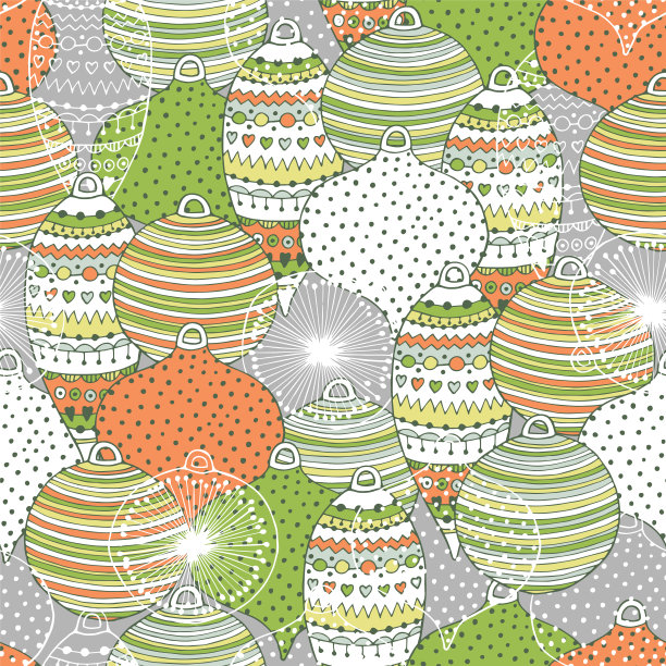 节日无缝图案与新年玩具图片下载