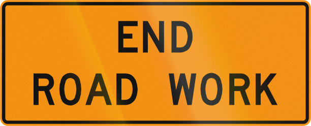 在美国弗吉尼亚州使用的路标-结束道路工作图片下载
