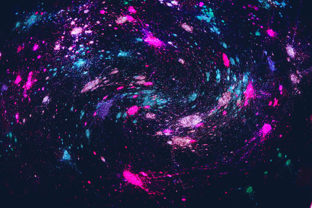 彩色粉星螺旋飞溅，俯视图图片下载