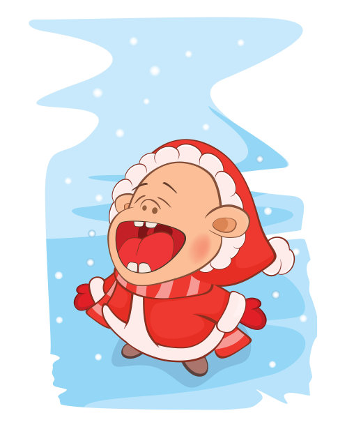 男孩捕捉雪花的插图图片下载