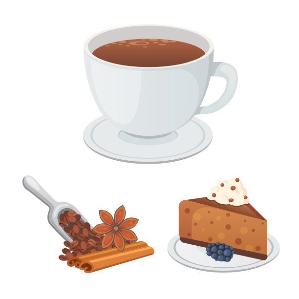 一杯咖啡，卡布奇诺，拿铁和巧克力食品。甜蜜的沙漠。图片下载