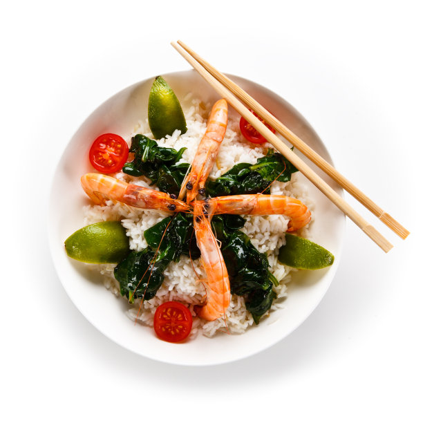 虾仁配米粉和蔬菜图片下载