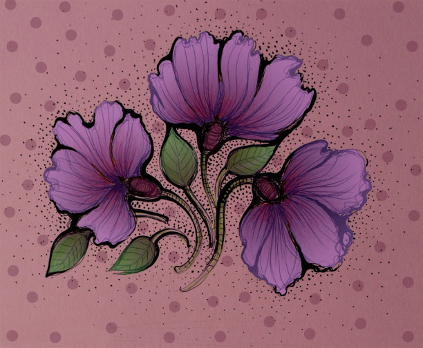 紫色的春天的花朵。插图。图片下载