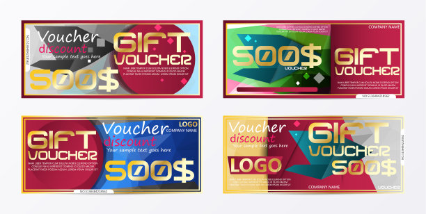 礼品券金模板颜色证书。背景设计券、邀请函、货币。矢量图图片下载