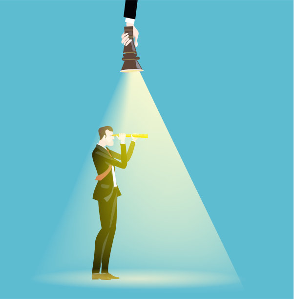 商人们被手电筒照亮了。支持理念，合作理念。图片下载