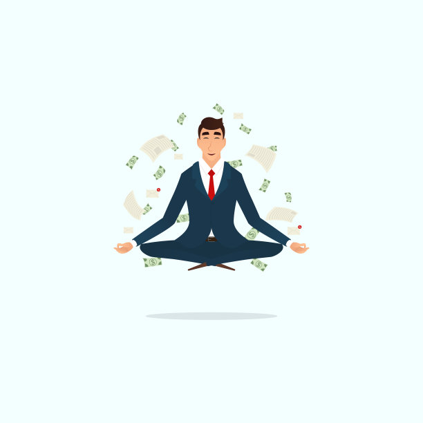 成功的商人做瑜伽莲花姿势图片下载
