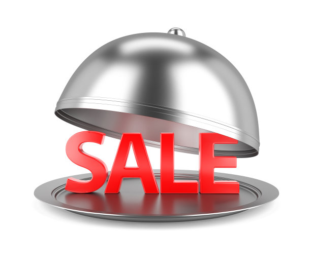 销售的概念。餐厅钟摆，盖子打开。三维演示图片下载