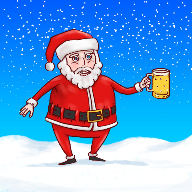 圣诞老人和啤酒。——说明图片下载