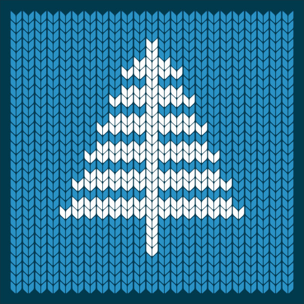 蓝色编织的圣诞树图片下载