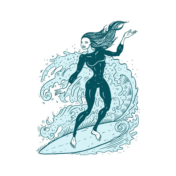 冲浪板上的美女图片下载