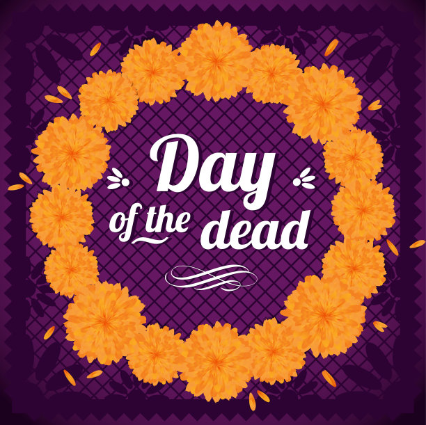 亡灵节万寿菊花圈 - 留白空间构图图片下载