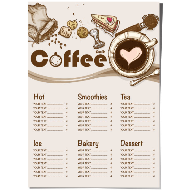 菜单咖啡店餐厅模板设计手绘图形图片下载