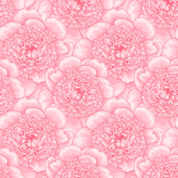 美丽的无缝图案粉红牡丹。设计贺卡和请柬，婚礼，生日，情人节，母亲节，节日，天然化妆品，香水，女性产品。素材图片