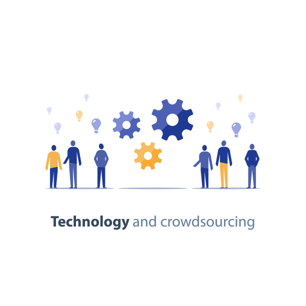 科技创新论坛，人们交流思想，创业，团队合作矢量插画素材图片