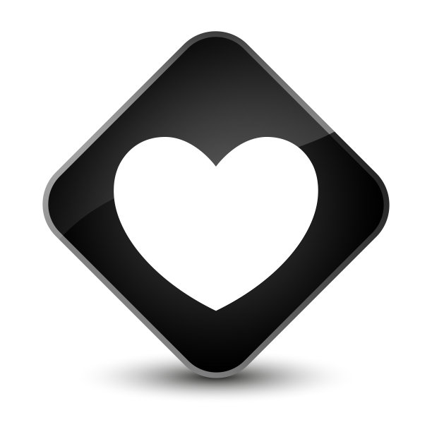 心形图标优雅的黑色钻石按钮图片下载