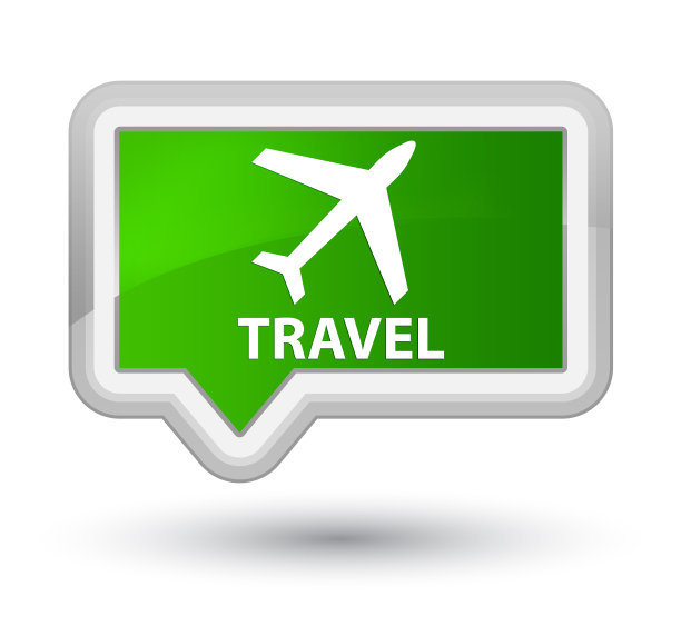 旅行(飞机图标)首要绿色旗帜按钮图片下载
