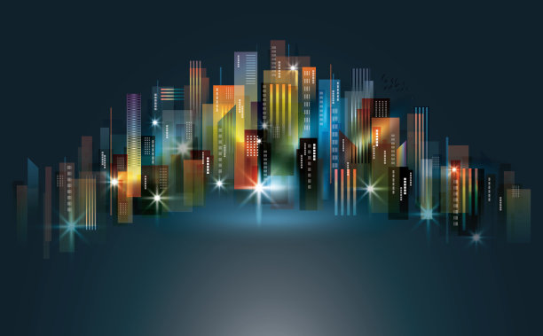 夜晚城市的天际线。图片下载