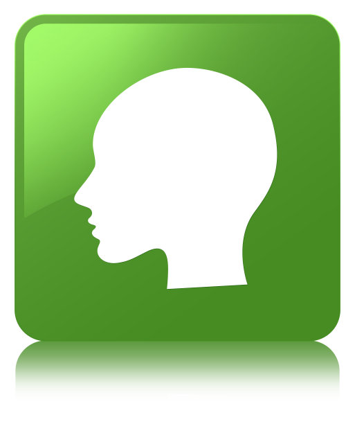 头女人脸图标软绿色方形按钮图片下载