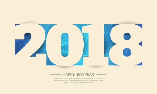 2018年新年快乐!问候卡。五颜六色的设计。矢量插图。图片下载