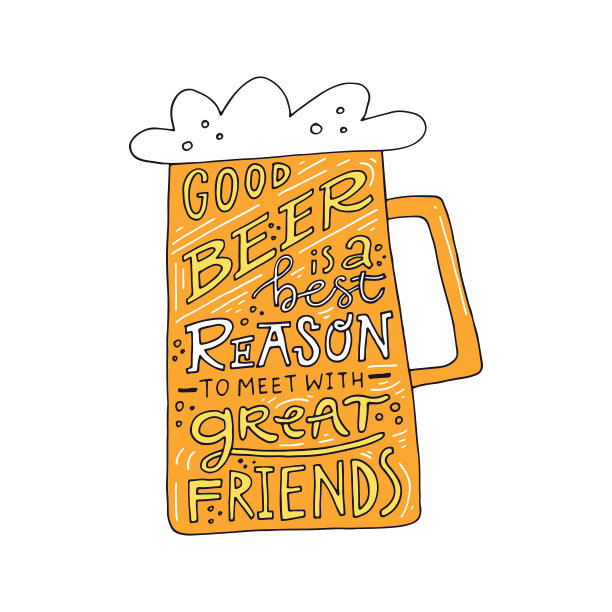 手绘啤酒插画图片下载