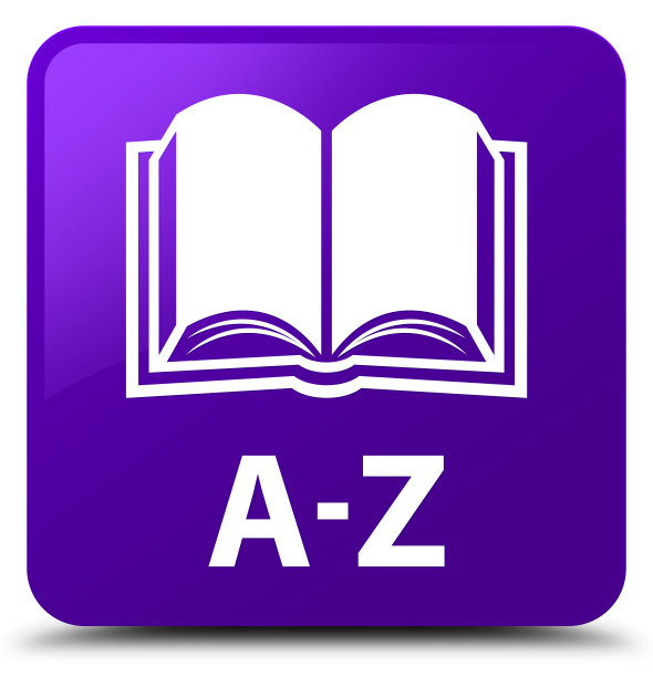 A-Z(书图标)紫色方形按钮图片下载