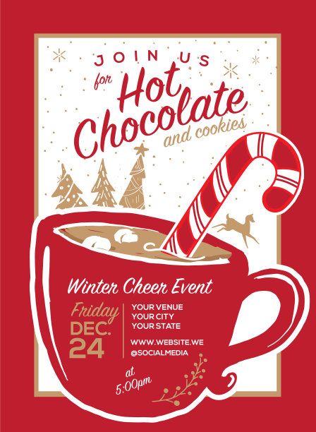 热巧克力和饼干邀请派对欢迎设计模板图片下载