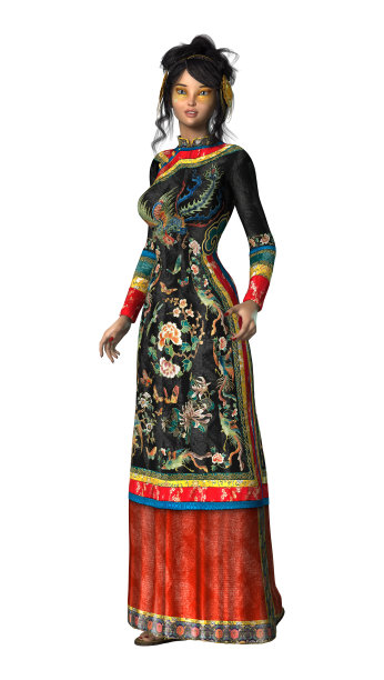 3D渲染公主的中国在白色图片下载