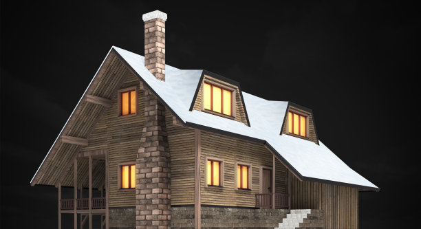 晚上的小木屋图片下载