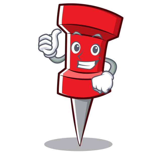 竖起大拇指的红色大头针字符卡通图片下载