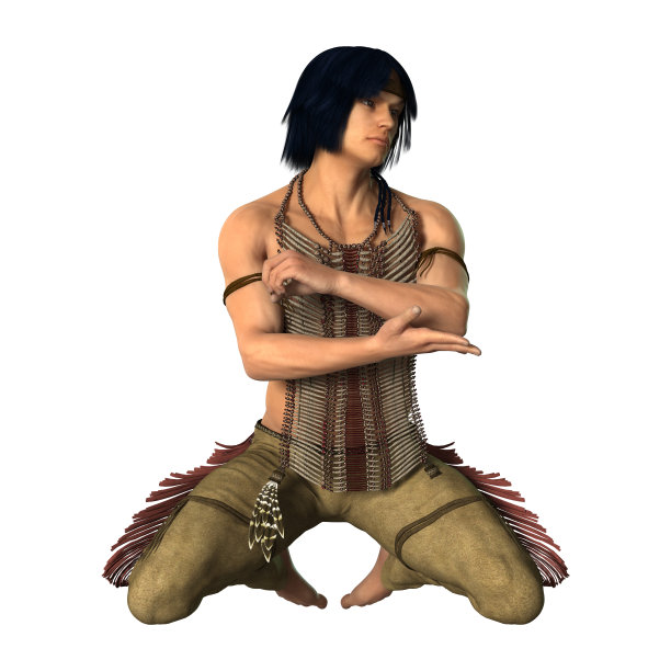 3D渲染印第安人在白色上图片下载