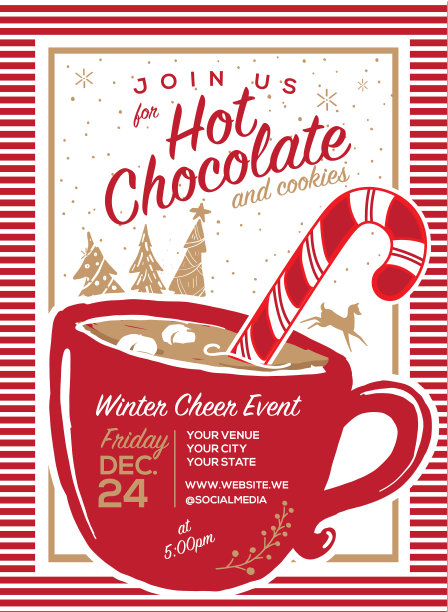 热巧克力和饼干邀请派对欢迎设计模板图片下载