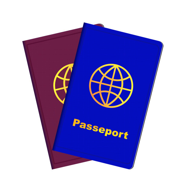 矢量护照红色和蓝色隔离在白色背景图片下载