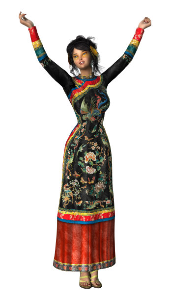 3D渲染公主的中国在白色图片下载