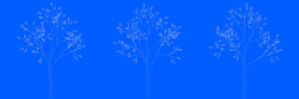 三棵树的3d渲染作为线在蓝色的背景图片下载