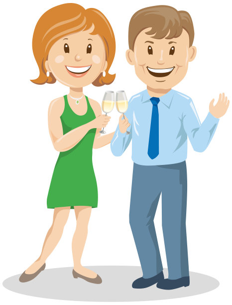 快乐的女人和男人用酒庆祝图片下载