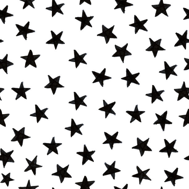 手绘墨水无缝模式与黑色星星。抽象垃圾无缝图案。白色背景上的星星。图片下载