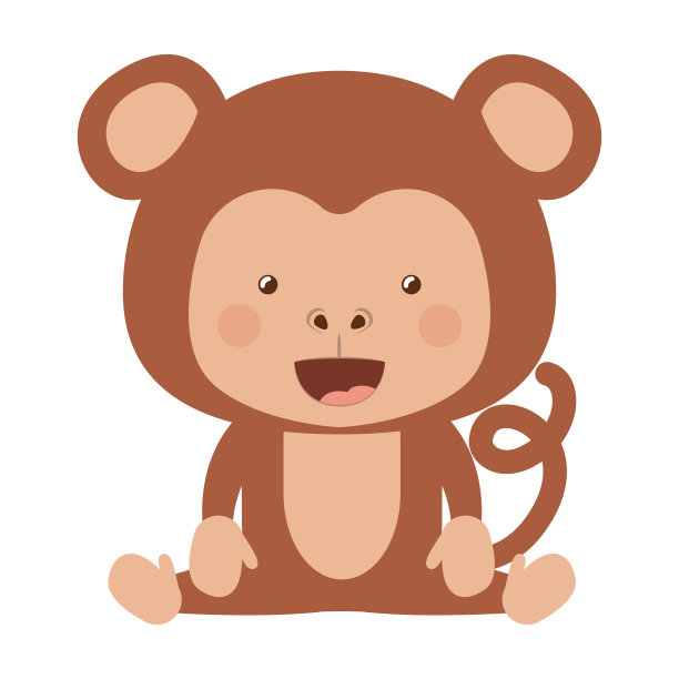 有趣的猴子角色孤立图标设计图片下载