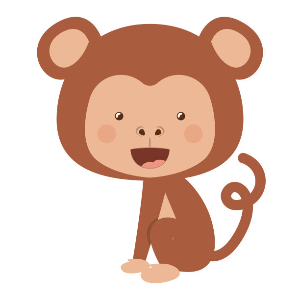 有趣的猴子角色孤立图标设计图片下载
