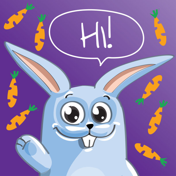 矢量插图的卡通兔子。嗨图片下载