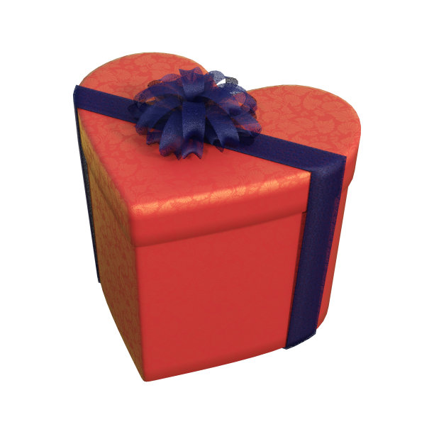 3D渲染红心盒上的白色图片下载
